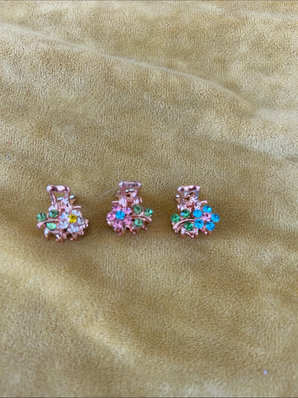 NATURAL LIFE Rose Gold Mini Flower Crystal Hair Claw Clips - Multicolor Stones - Picture 4 of 4